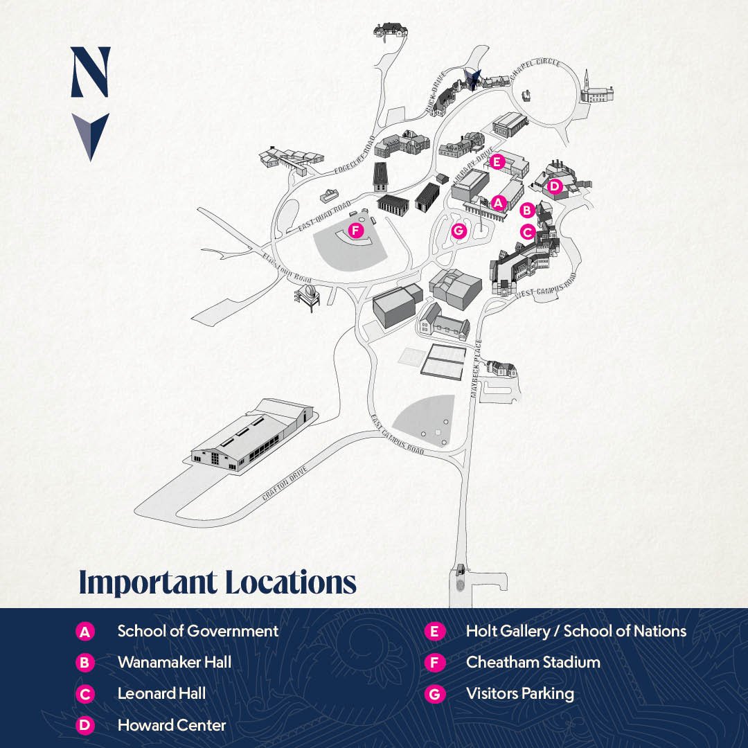 A map of Principia College, with highlighted pins indicating important locations for the Open House.