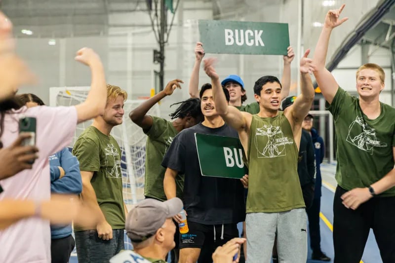 Principia College students from Buck House celebrate together