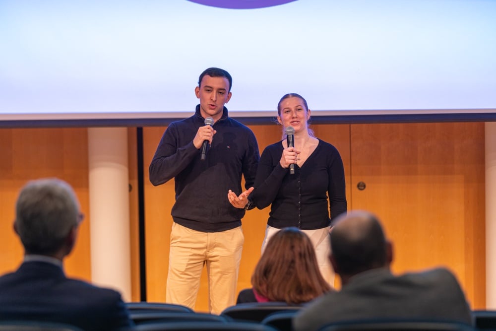 Principia College students presenting to an audience