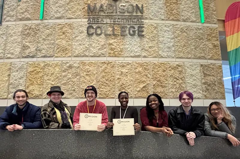 Theater students with awards
