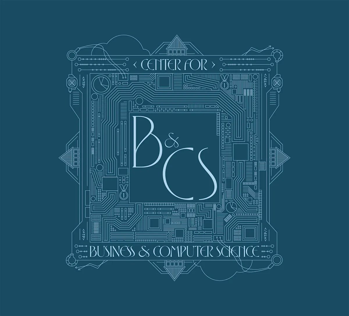 Students collaborating on business and computing projects