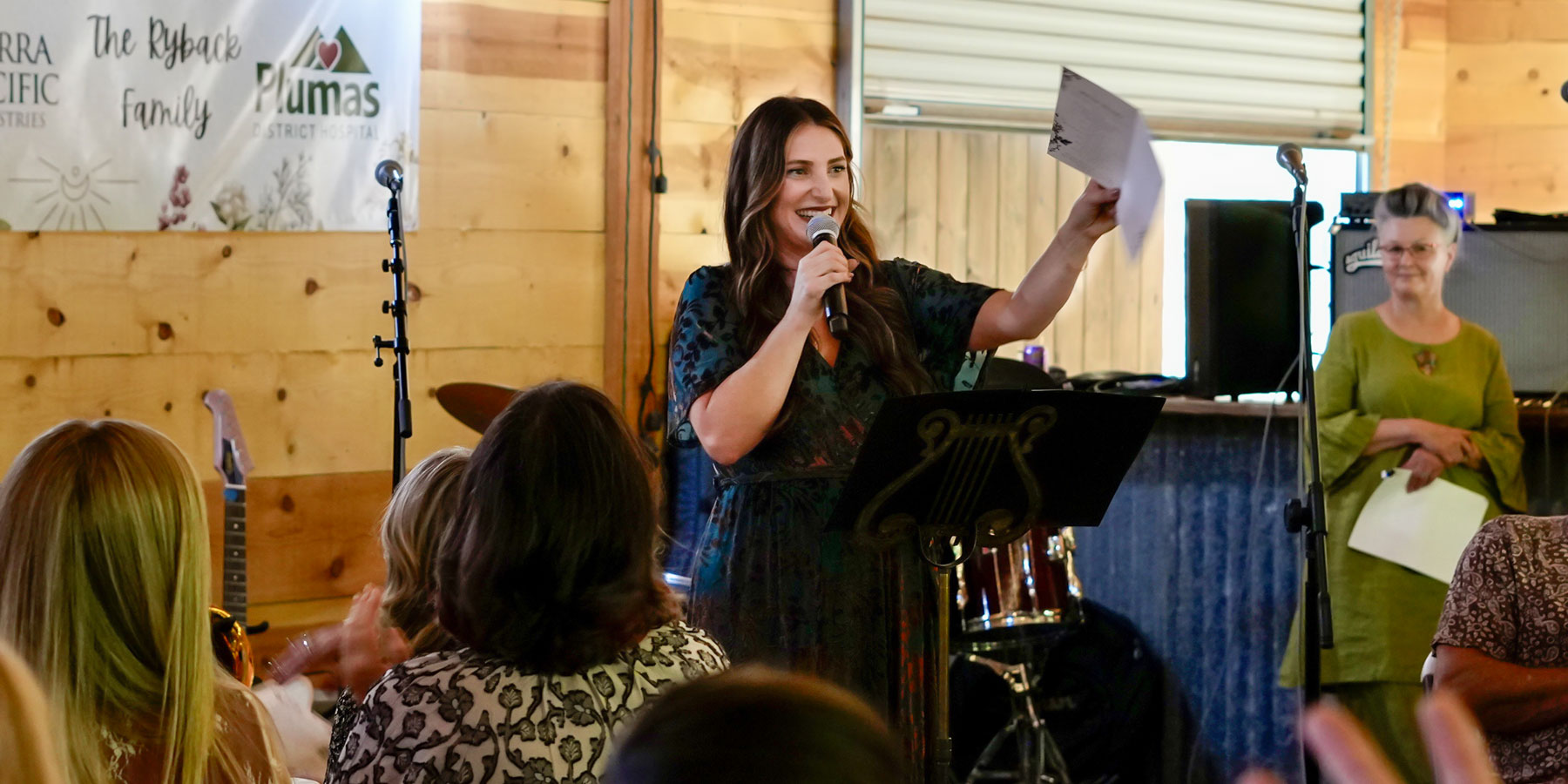 Foundation Director, Sierra Blanton, speaking at community fundraising event