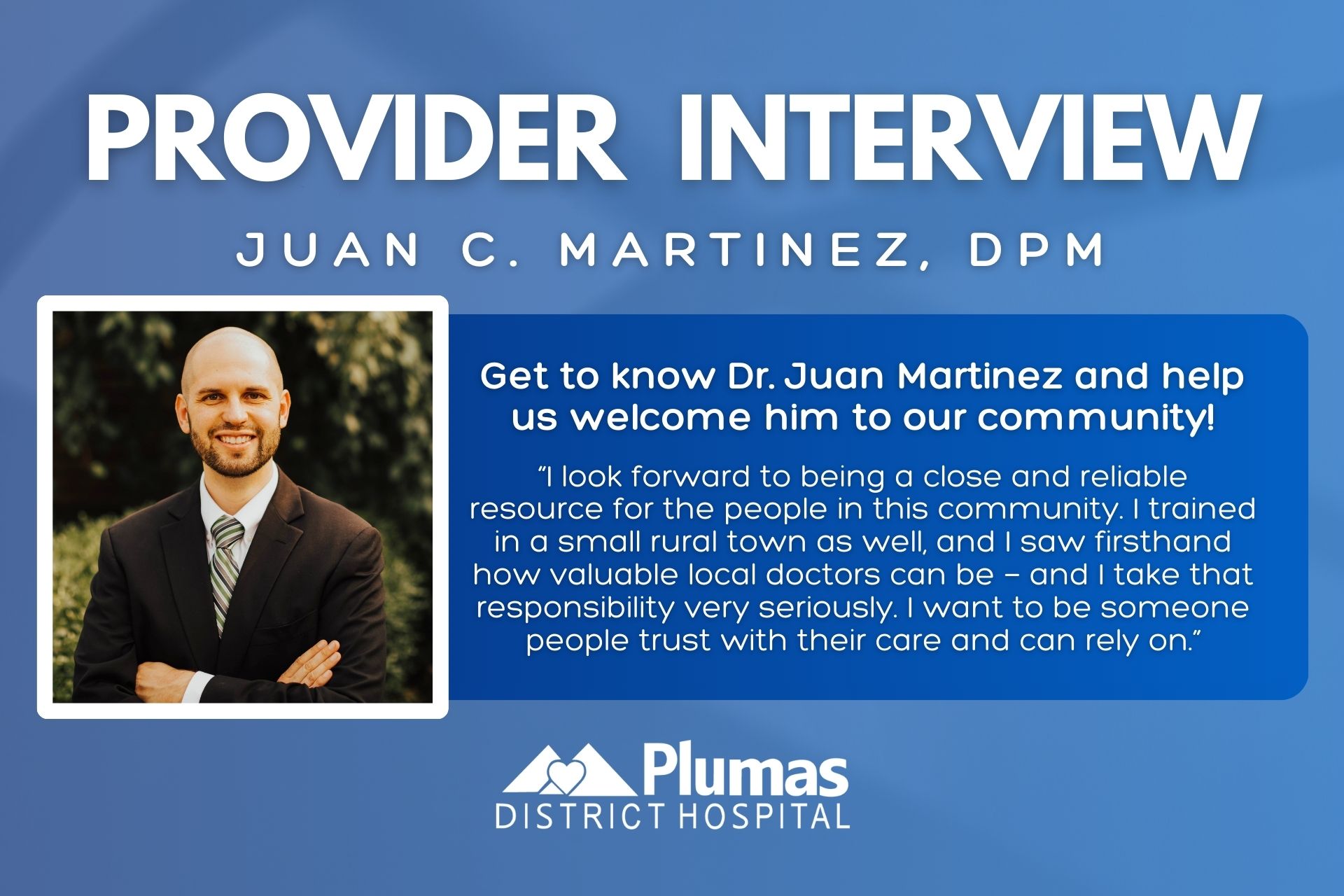 Interview with our new provider, Dr. Juan Martinez, DPM